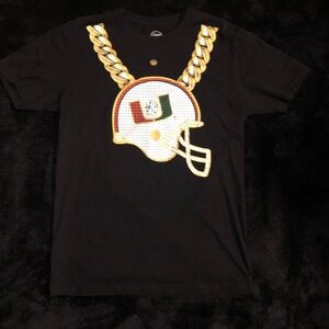 University of Miami Football Helmet Tee with Gold Chain Print